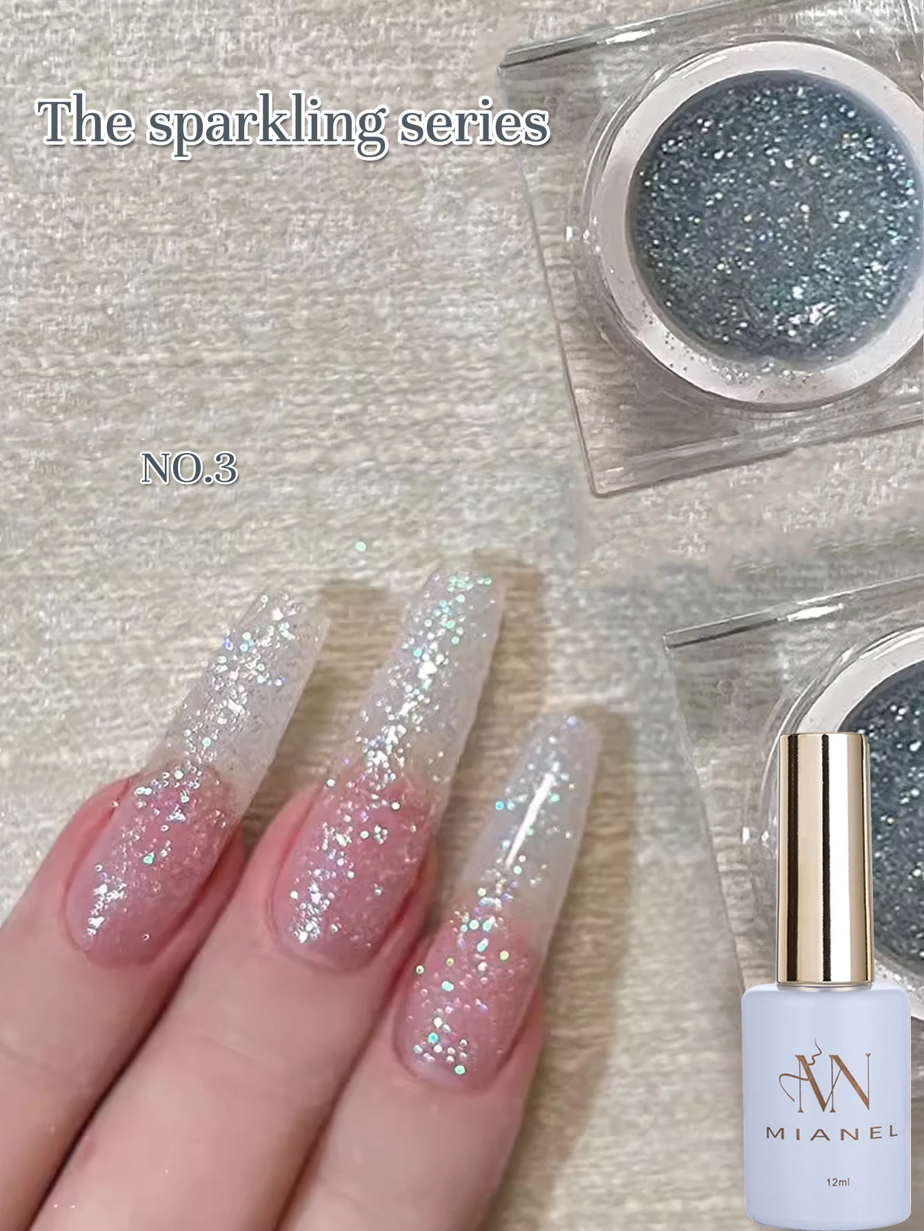 MIANEL 12ML 4 مجموعة ألوان مبيعا على الطراز الياباني طلاء أظافر جل مع بريق لامع، طلاء أظافر صيفي أظافر بيضاء #4