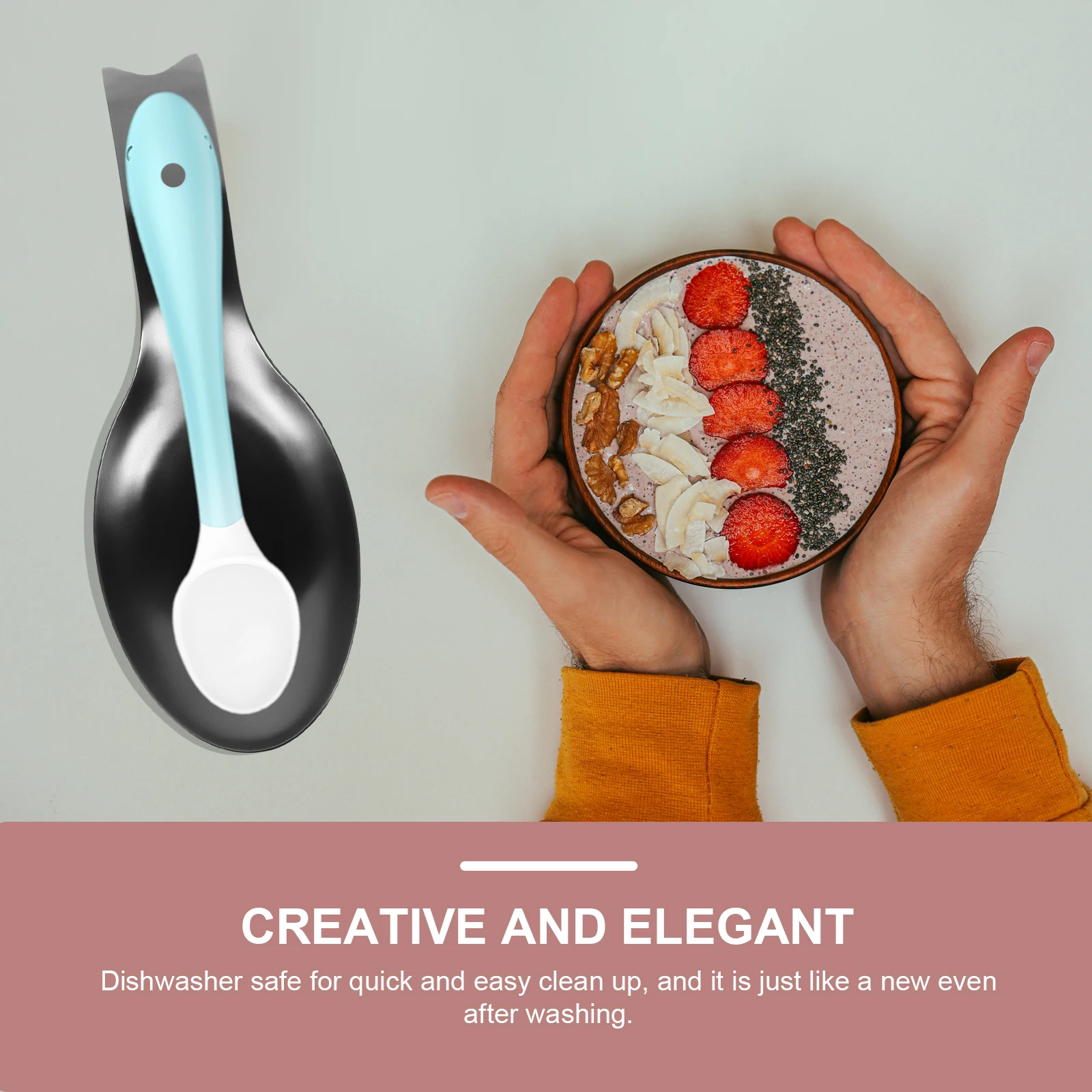 

Stainless Steel Fish Tail Spoon Rest Delicate Scoop Holder Bracket Practical Sturdy Dinner Kitchen Utensil Rack Easy Clean