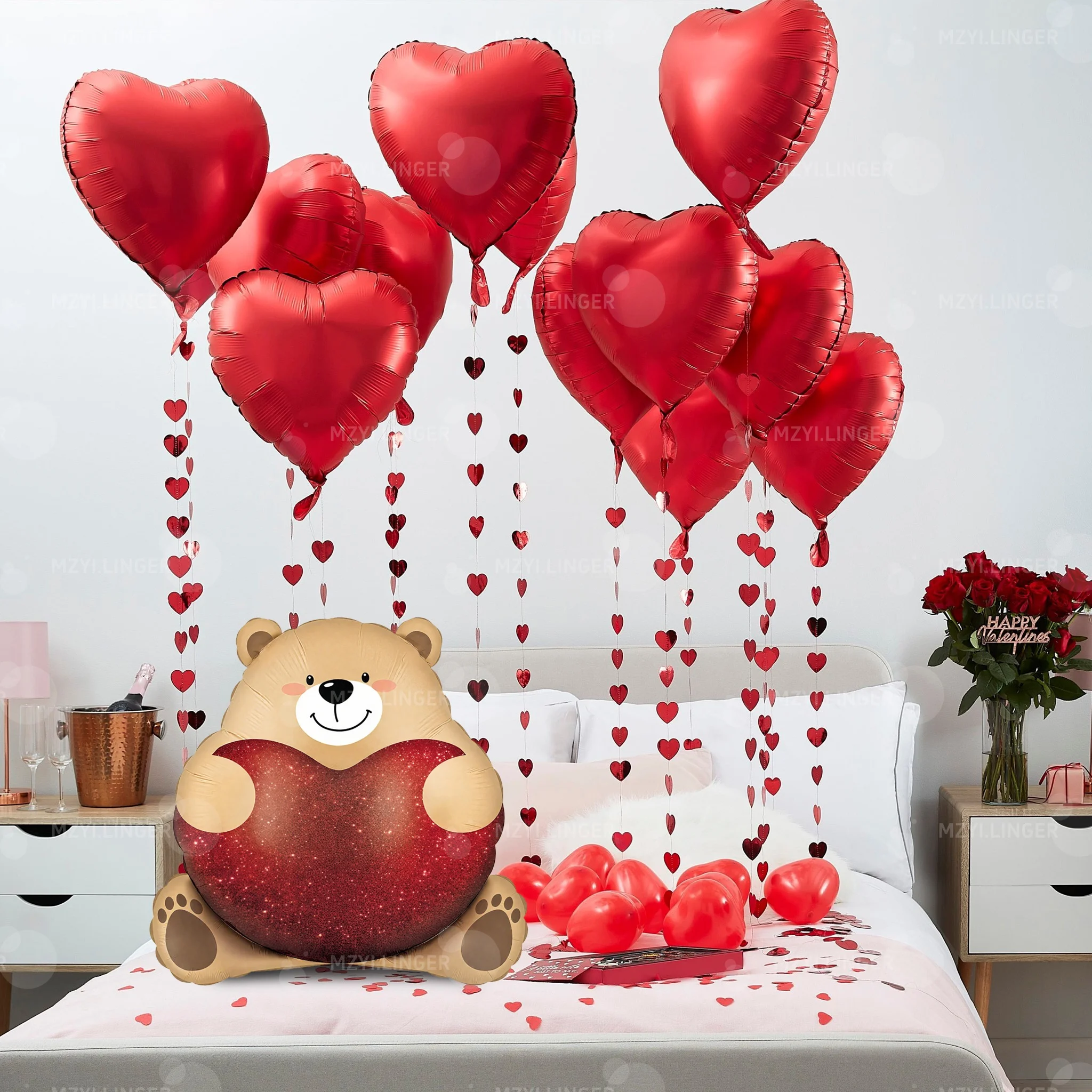 Herz umarmt Bär Ballon Set Liebe Aluminium Film Ballon Geburtstag Vorschlag Hochzeitstag Dekoration Ballon Foto Requisite