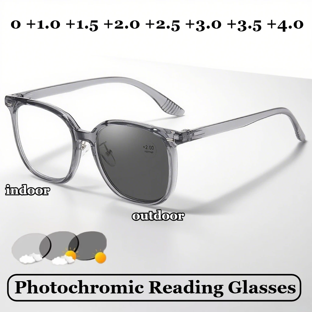 

Neutral Fashion Photochromic Hyperopia Glasses High-definition Anti-blue Light Presbyopia Glasses Trendy Reading Glasses To +4.0