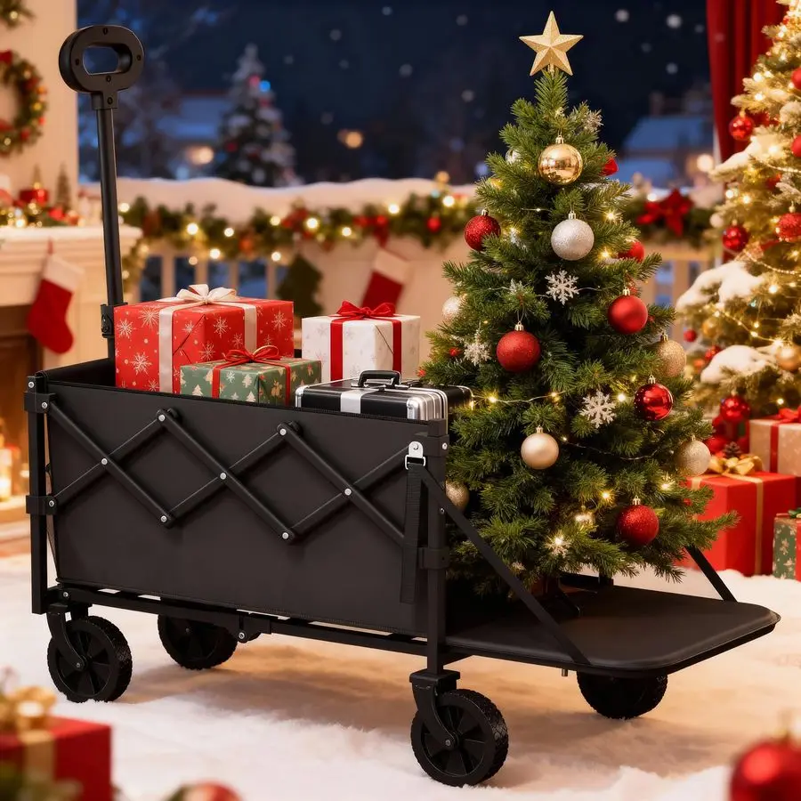

Collapsible Wagon with Tailgate, UltraCompact amp Folding Wagon with 350lbs Capacity, Lightweight Portable Utility Wagon Cart fo