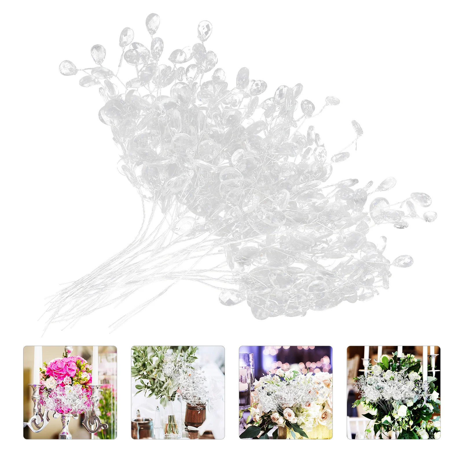 

Acrylic Artificial Flower Twigs Crystal Bud Branches Decorative Beads Sprays DIY Wedding Home Decor Accessories