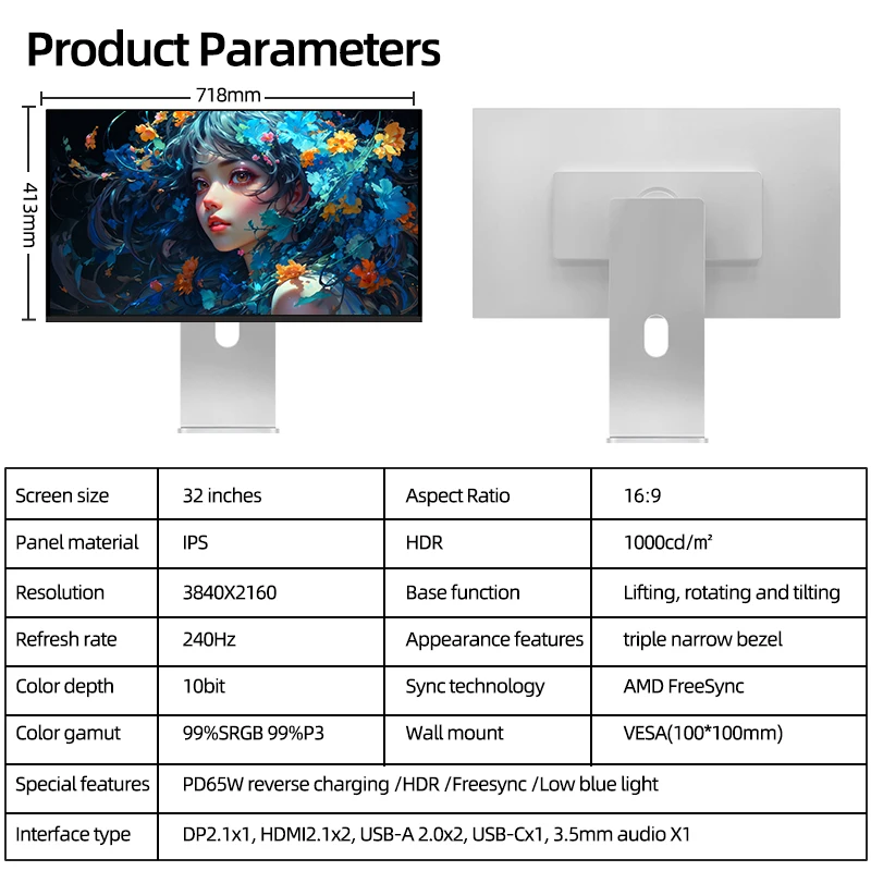 جهاز مراقبة الألعاب الرياضية الإلكترونية Kuycon Q32L 4K مع شاشة عرض ذاتية الإضاءة QD-OLED بتردد 240 هرتز QD-OLED