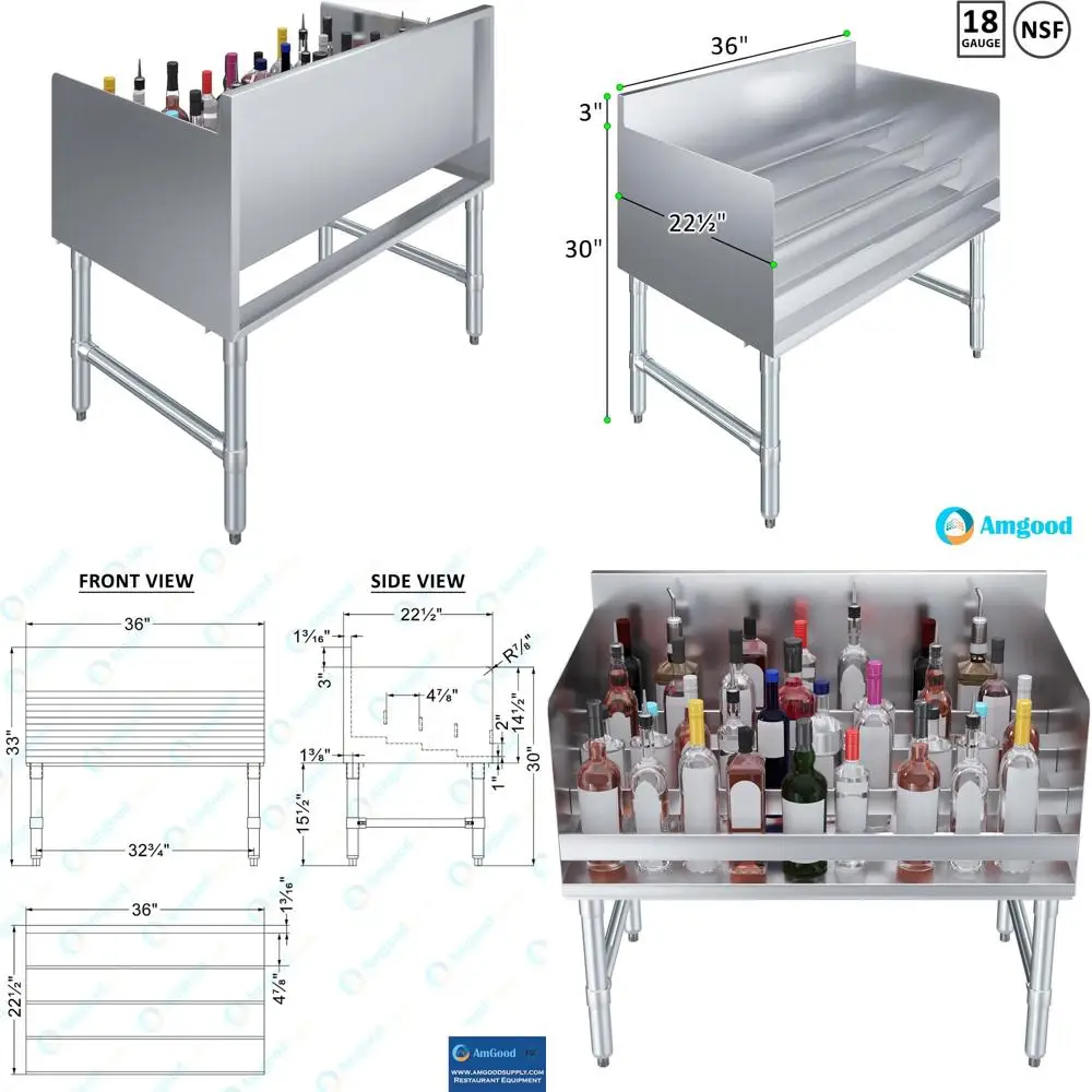 

22.5 in. x 36 in. x 33 in. StainlSteel our-Tier Liquor Display Rack