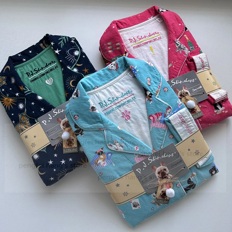 

Милая одежда для сна с героями мультфильмов, топ с длинными рукавами, брюки, мягкий хлопковый пижамный костюм, 2 шт., домашняя одежда с вышивкой и буквами, женская осенняя одежда для дома