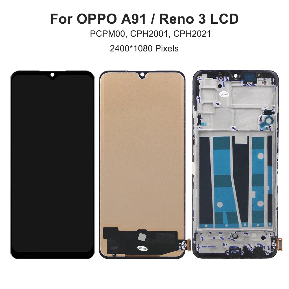 For  OPPO Reno3 4G 6.4\'\'For OPPO A91 CPH2043 PCPM00 CPH2001 CPH2021 LCD Display Touch Screen Digitizer Assembly Replacement