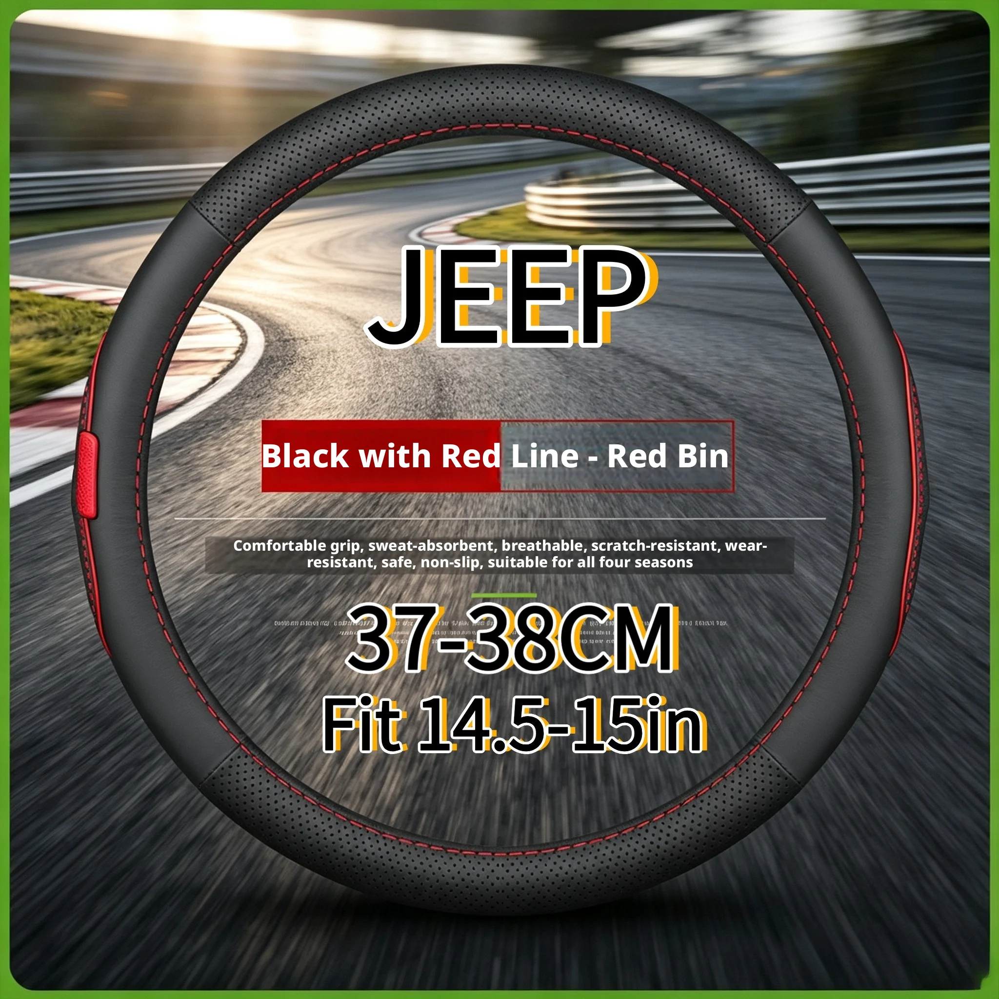 Anti slip car steering wheel cover suitable for Jeep Wrangler Grand Cherokee Commander Compass Renegade Gladiator Wagoneer