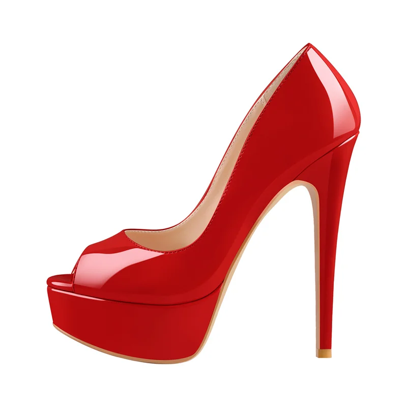 Onlymaker Women Platform Peep Toe High Heel Sandals Nude Patent Leather Sexy Elegant Stiletto Heels Sandals Prom Big Size