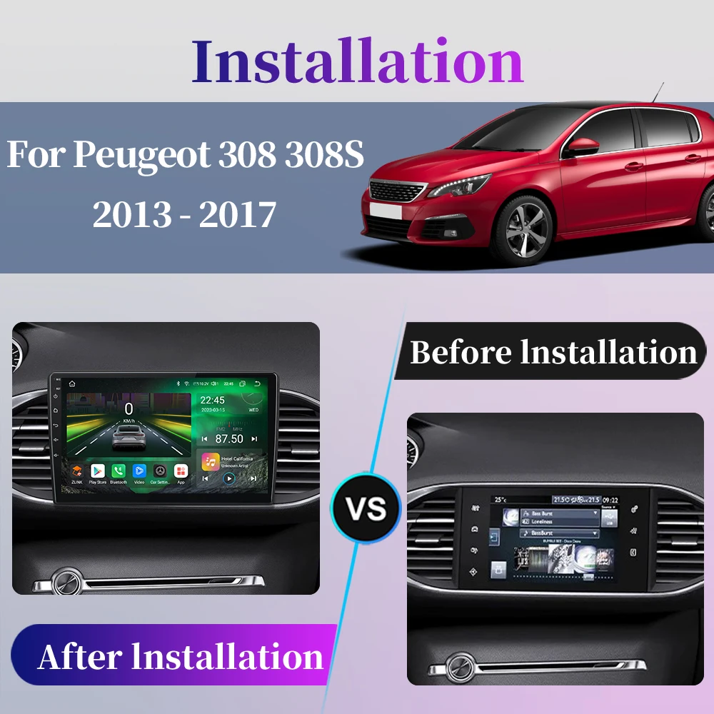 For Peugeot 308 T9 308S 2013 - 2017 Car Radio Android Multimedia Video Player Navigation GPS Carplay Touch Screen Auto Stereo