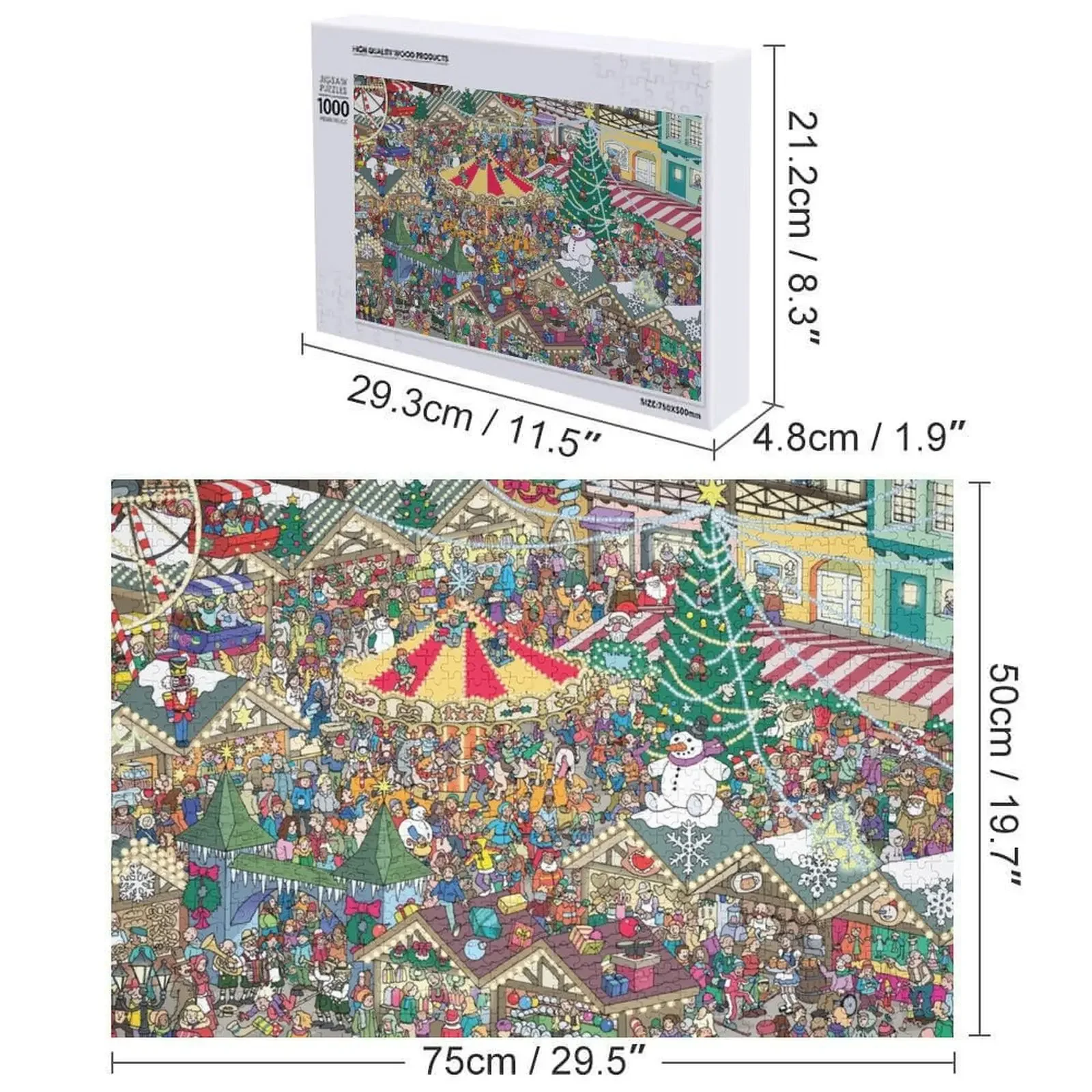 Puzzle Drewniane Świąteczne Rynki Świąteczne Dla Dorosłych Personalizowany Prezent