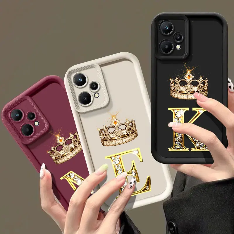

Crown Letter E K M L J Phone Case For Realme 8 9 11 14 12 13 Pro Plus C31 C35 C21Y C53 C55 C63 C65 C67 C71 C75 GT 3 6 NEO5 Cover