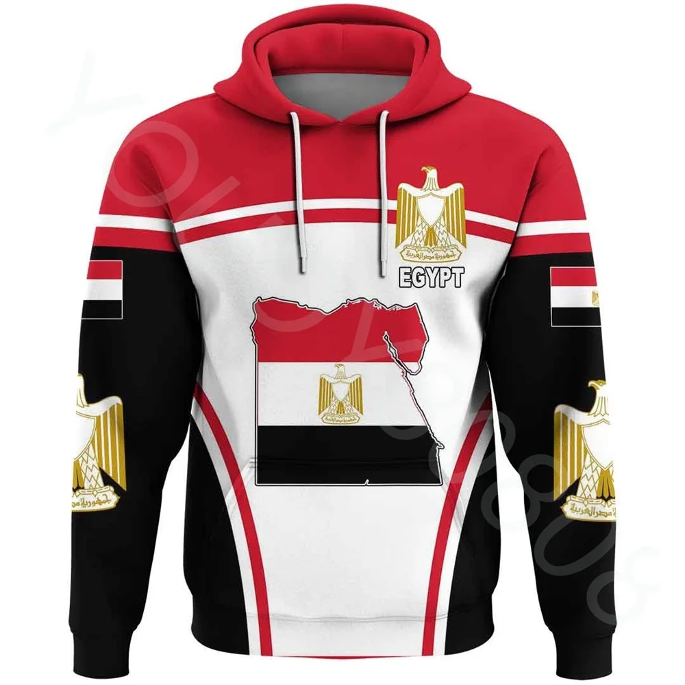 African Region Flag Zip Hoodie Men's Retro Sweatshirt Harajuku Sweatshirt Street Print Egypt Event Flag Hoodie