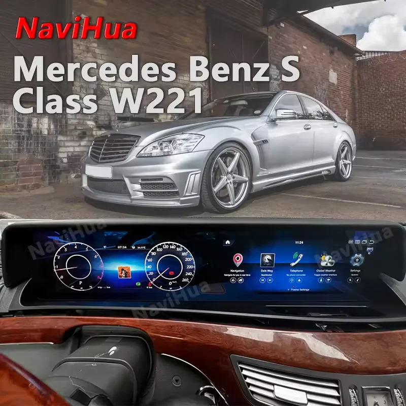 Dual Screen New Design For Mercedes Benz S Class W221 2005 2013 Multimedia Android Car Radio Carplay Digital Cluster Dashboard