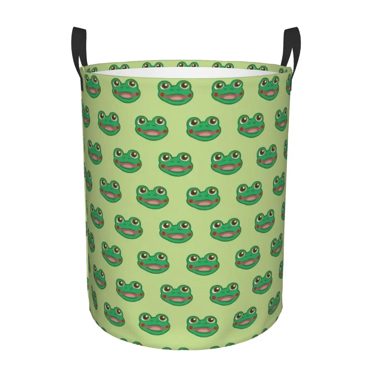 Custom Smiling Frog Laundry Basket Collapsible Large Clothes Storage Bin Cartoon Frogs Baby Hamper