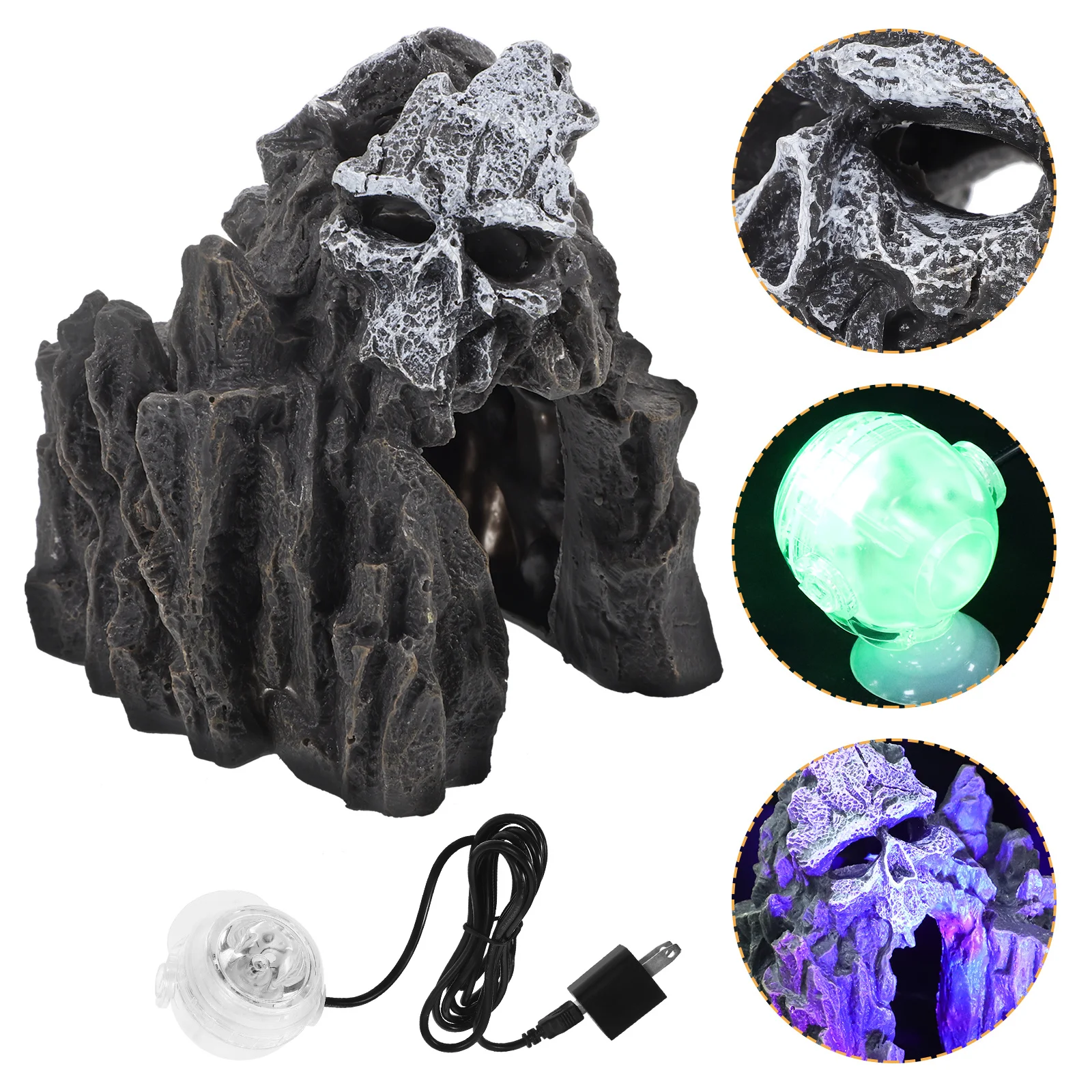 

Skull Head Cave Decor Resin Craft For Fish Tank Aquarium Landscaping Decoration Underwater Hiding Shelter Ornament