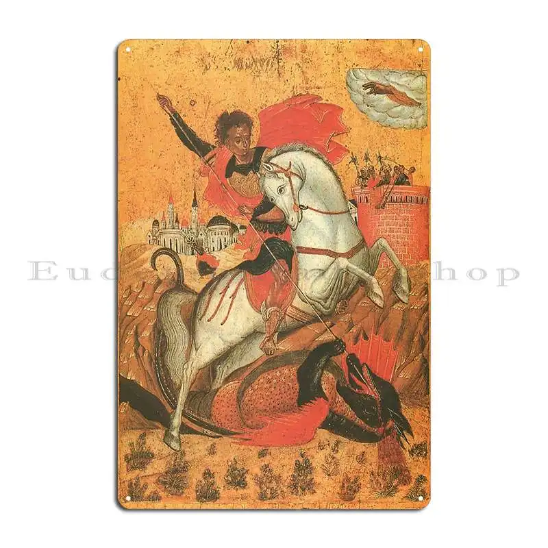 Saint George Byzantine Iconography Metal Sign Rusty Plaques Pub Printing Designs Tin Sign Poster