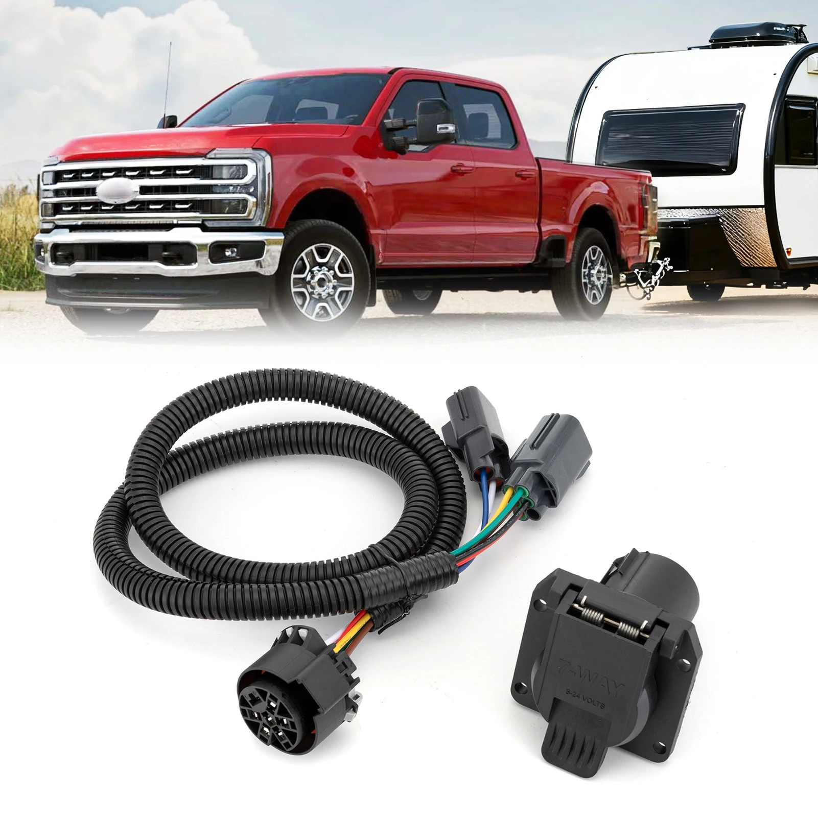 

Автомобильный 7-контактный жгут проводов прицепа с разъемом Plug & Play для Ford F250 F350 F450 F550 F650 2020-2025