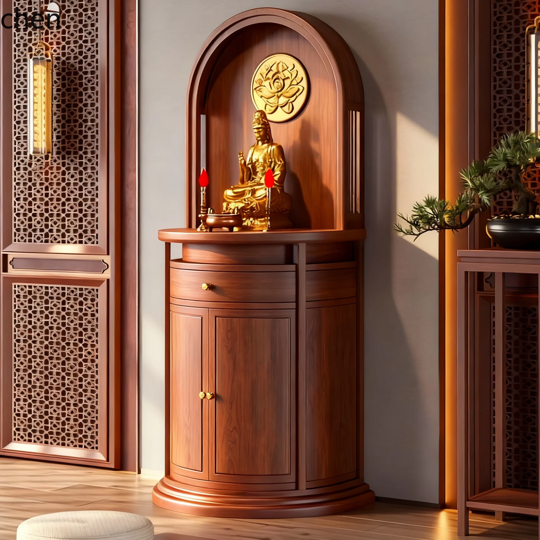 CZ Buddhist Altar Solid Wood Buddha Altar Offering Table Tribute Table Altar Table God of Wealth Buddha Cabinet
