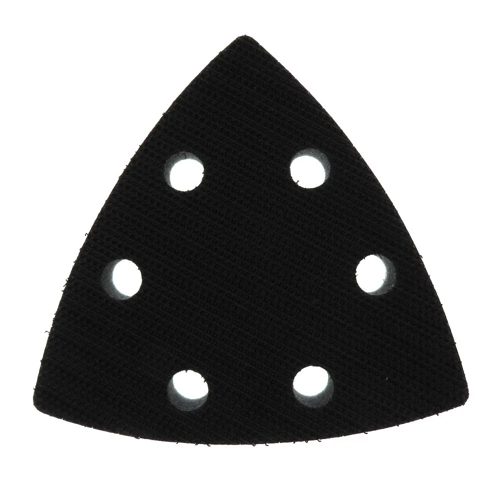 1 pçs 90mm almofada de interface macia 6 buraco gancho & loop disco de lixar almofada de apoio polimento ferramenta de moagem para lixadeira triângulo