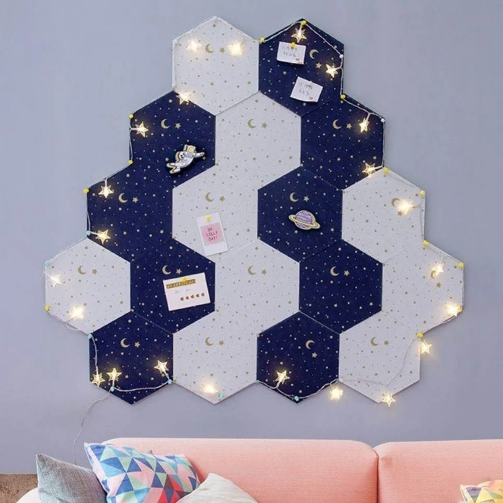 Hexagon Felt Board Tiles Self Adhesive Wall Bulletin Board Felt Memo Board Notice Board with Push Pins for Home Wall Decal Decor