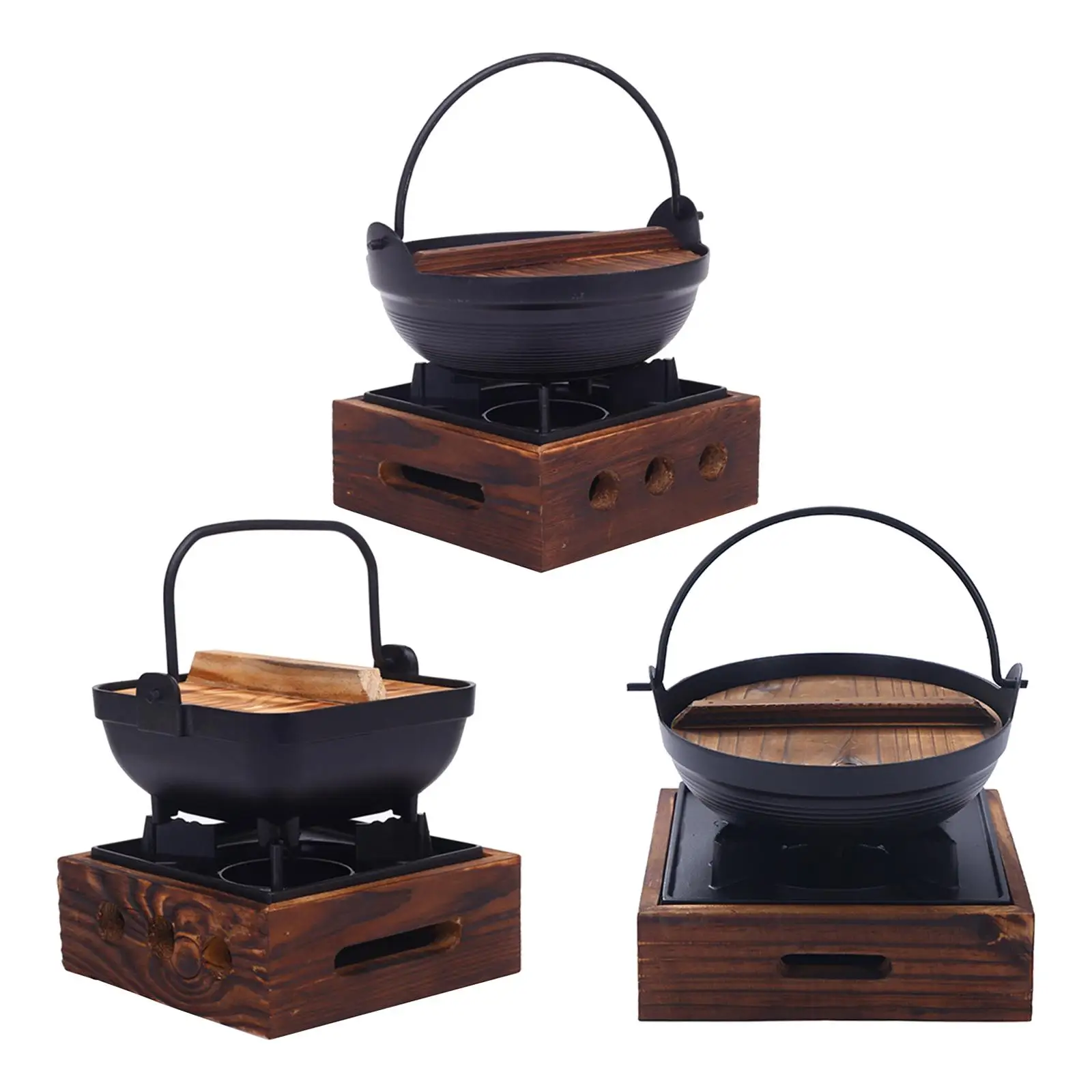 Japanese Style Hanging Pot Hand Held Pot Household One Person Food Pot Creative Wooden Lid Hanging Pot Shouxi Soup Pot