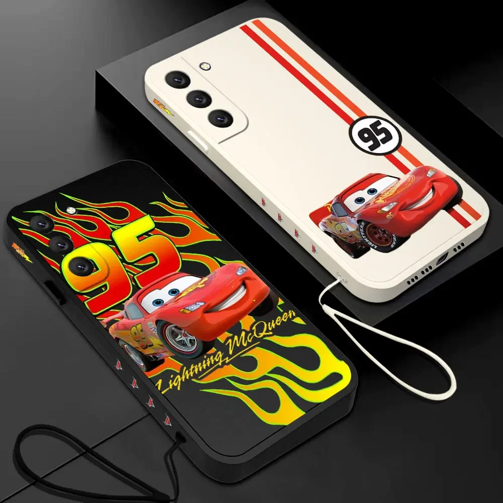 Disney Cars Lightning Mcqueen Phone Case For Samsung Galaxy S24 S23 S22 S21 S20 Ultra FE S10 4G S10E Note 20 Plus With Lanyard