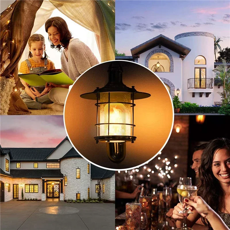 

GEFENSI ABUP-4X Светодиодная лампа с эффектом пламени E27, декоративная мерцающая реалистичная лампа пожарных, лампа для украшения фестиваля, черный-