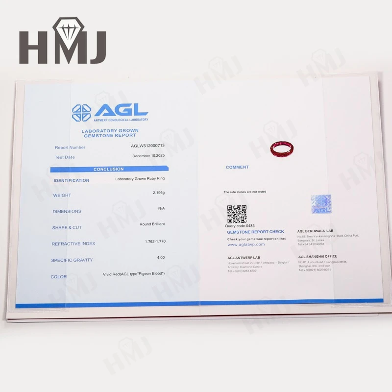 올 루비 엄지 반지 풀 모이사나이트 그린&샴페인&화이트&블랙 플레인 밴드 기념일 선물 인증서 포함 무료 목걸이 증정