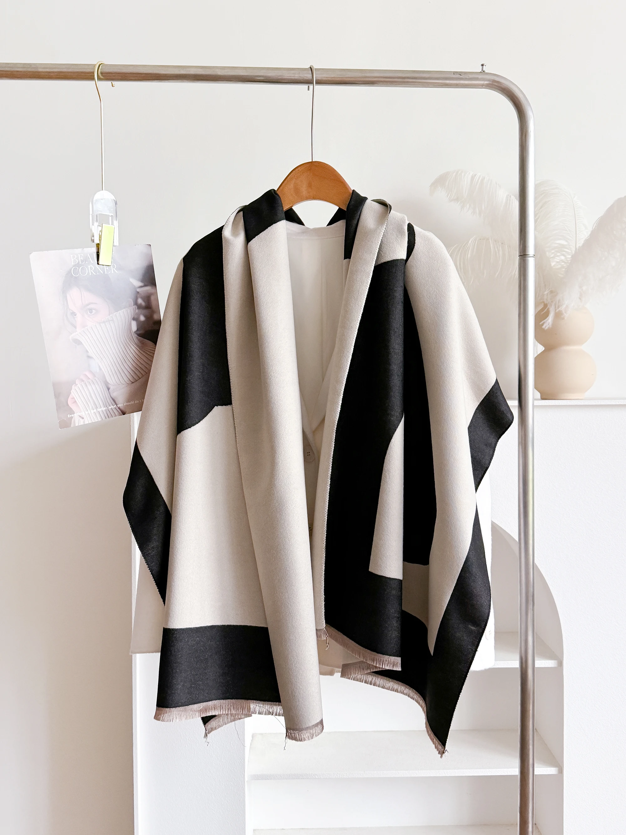 Animal cheval hiver extérieur femmes écharpe cachemire épaissir chaud châle Pashmina foulards femme Double face enveloppement dames