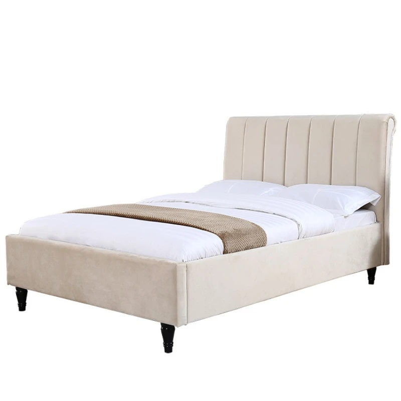 

Beige velvet harp bed bedroom single bed double bed
