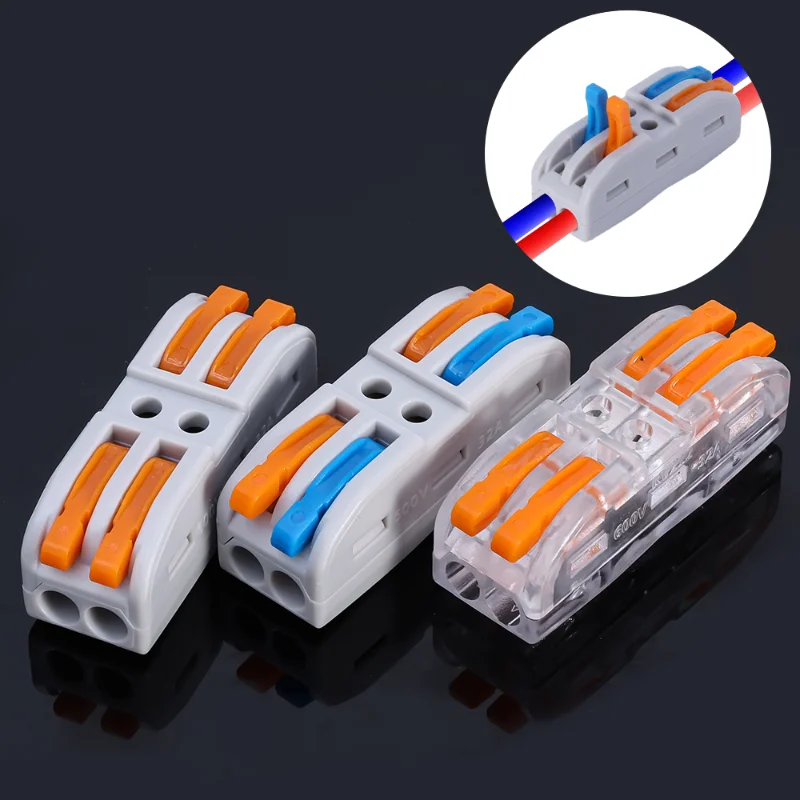 2/5/10Pcs 2IN2OUT Lever Wire Nut Connectors, Quick Wiring Cable Connectors, Push-In Terminal Block, Suitable for AWG 28-12