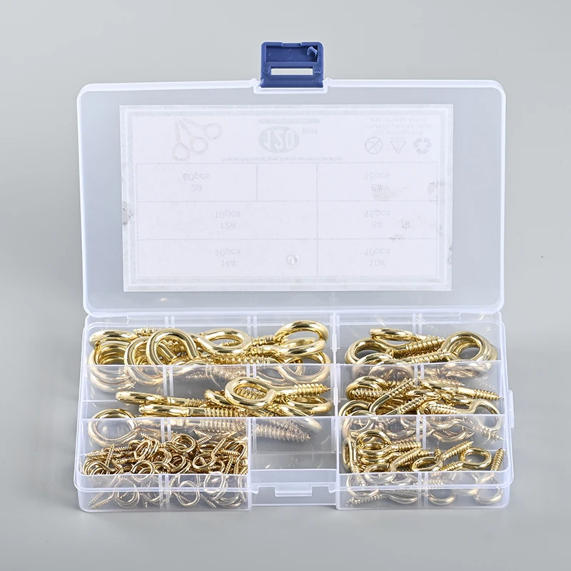 120pcs gold sheep eye self-tapping screws 2#6#8#10#12#14# combination set of rings with rings hand-tightened wood screws