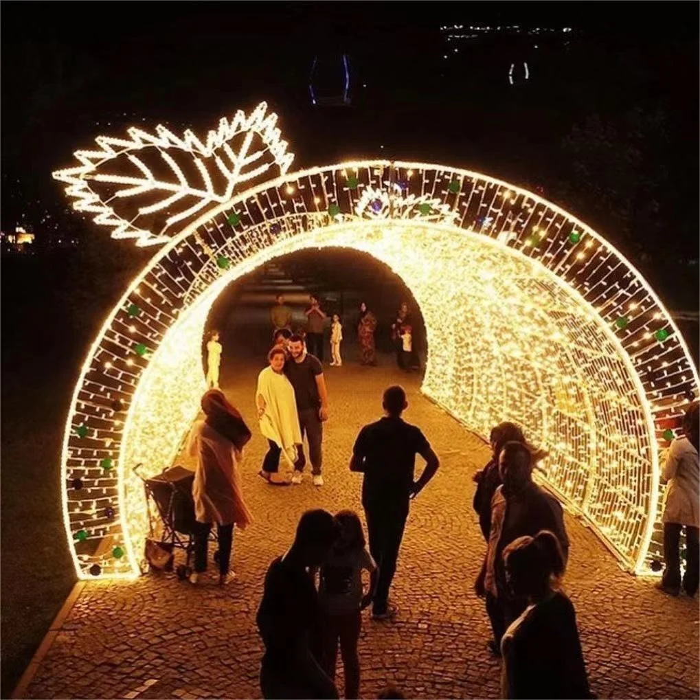 

3d Christmas street led motif light outdoor Train Rope Arch Tunnel Decoration 3d led sculpture rope Street light