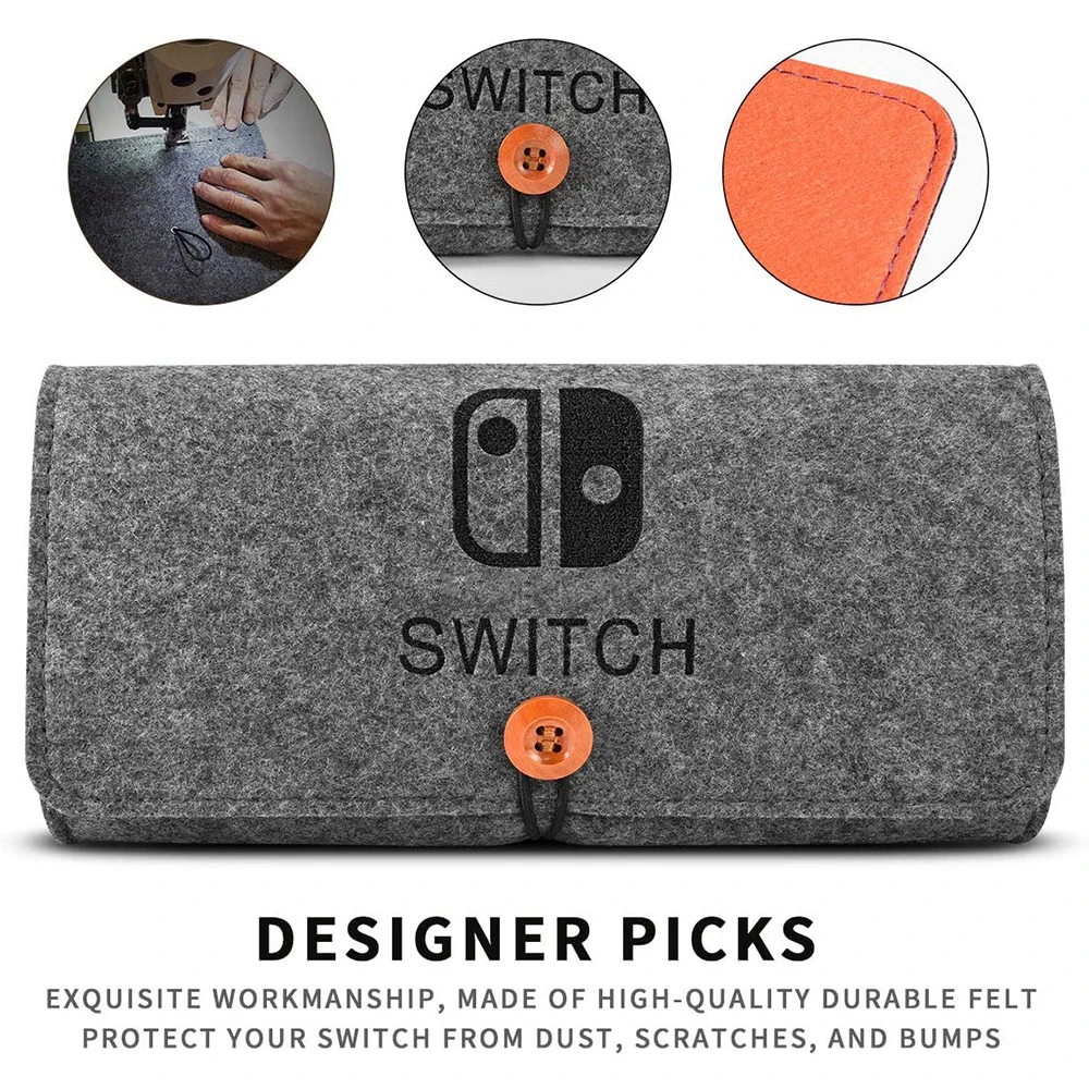 Ultra Slim Felt Bolsa Maleta, Compatível com Nintendo Switch Lite, Acessórios para Jogos, Saco de Armazenamento, Portátil, Portátil