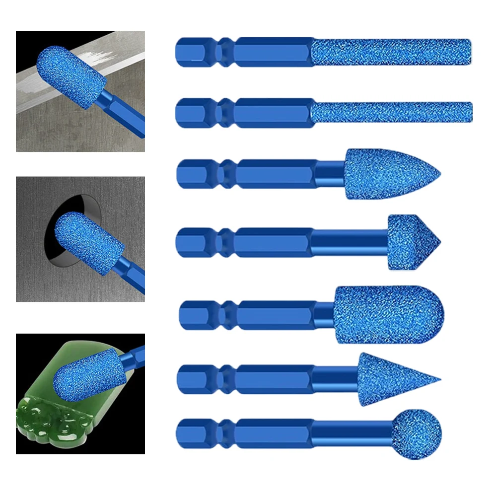 

Шлифовальные головки с шестигранным хвостовиком и наждачным покрытием для полировки и детальной гравировки нефрита и гранита.