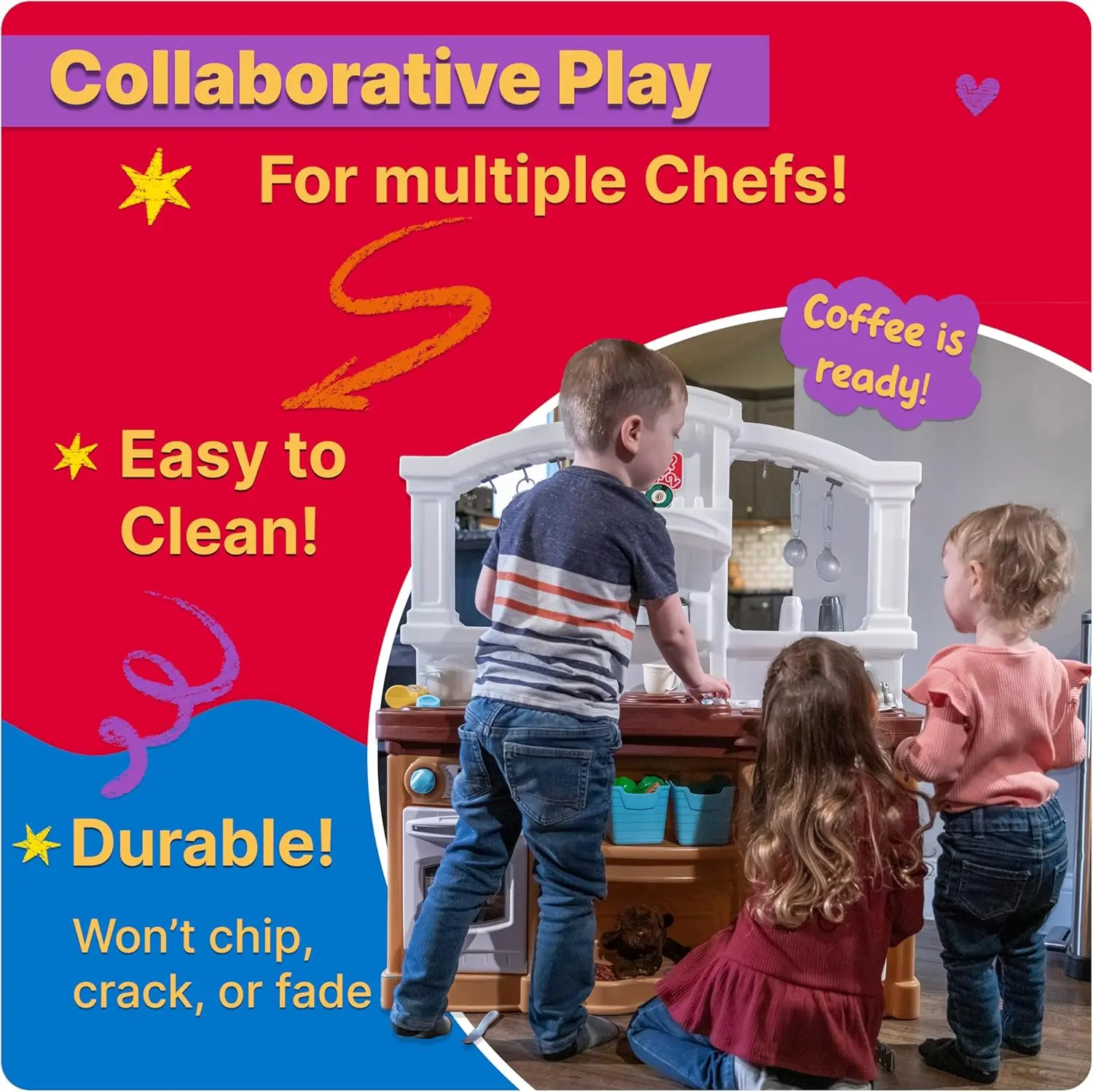 Ensemble de jeu de cuisine d'intérieur et d'extérieur pour enfants, amusement avec des amis, jeu coule avec lumières et sons, plastique durable, Inc