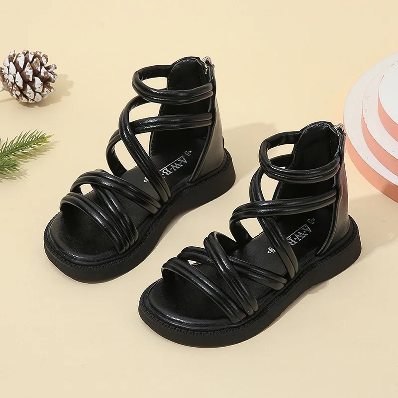 

Детские сандалии для девочек: мягкие римские сандалии, туфли для принцесс, обувь для девочек среднего и старшего возраста, крутые ботинки