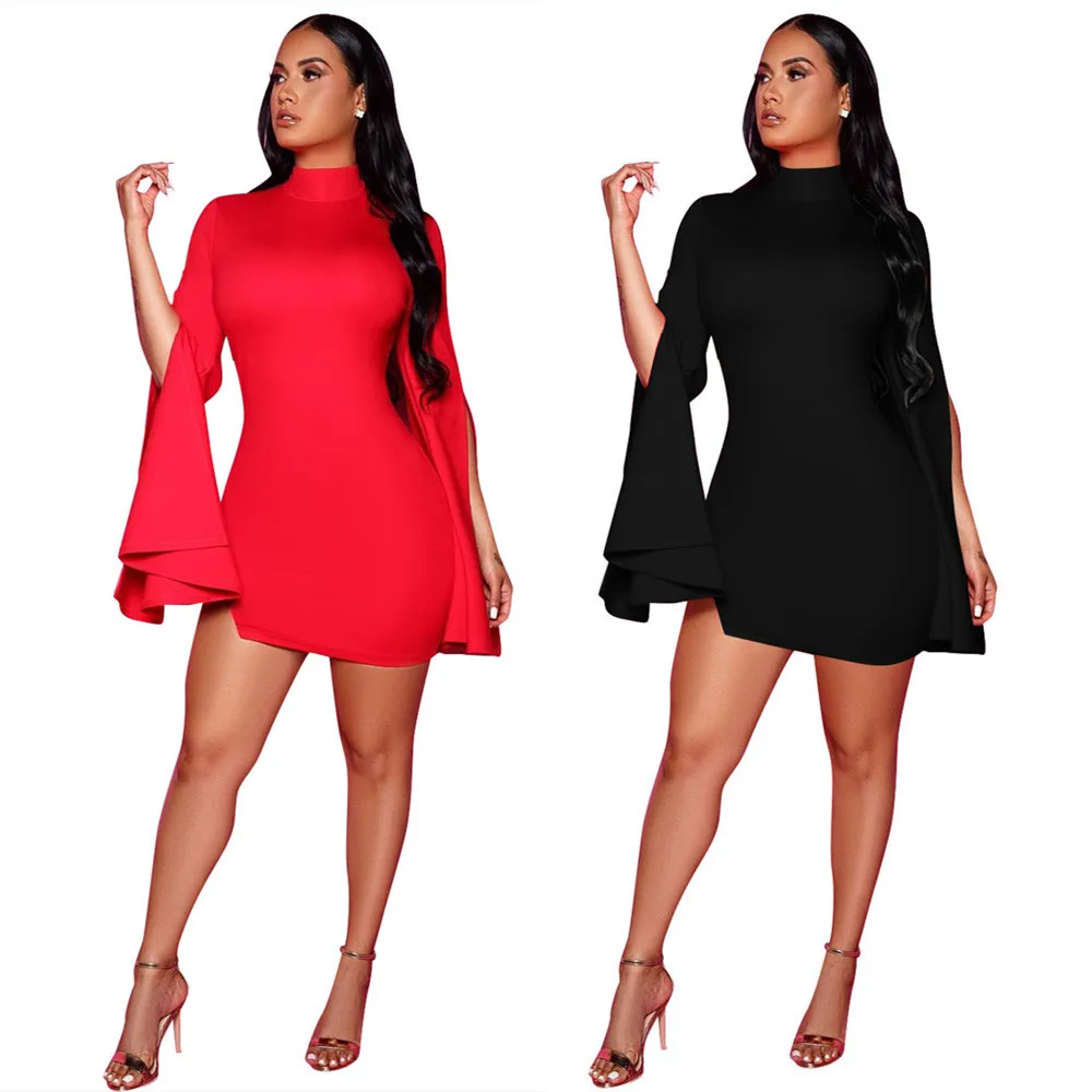 خمر مثير Bodycon فستان المرأة مضيئة كم OL الأعمال مكتب فستان رسمي غمد قطع أنيقة ليلة نادي حفلة فستان قصير