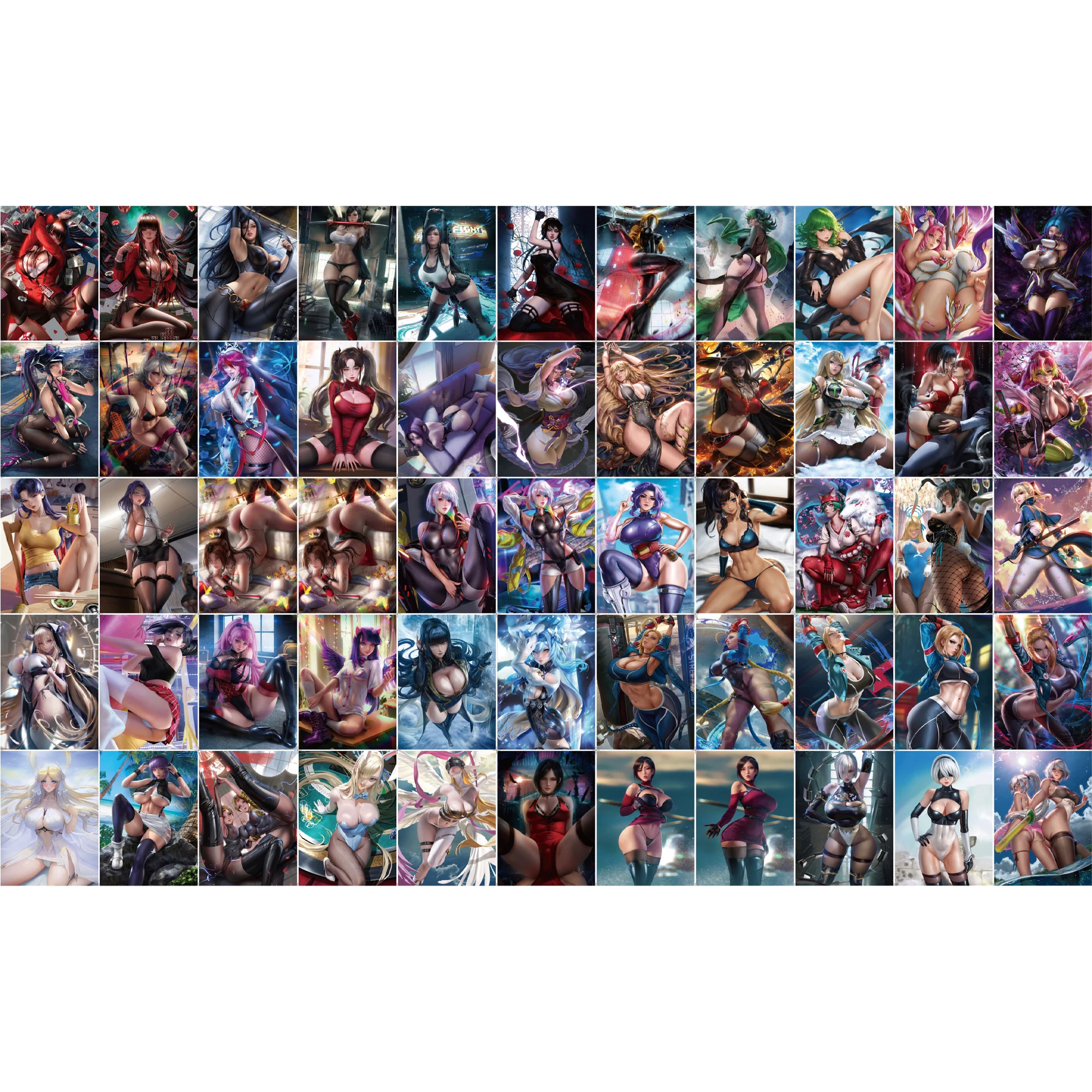 

55Pcs/set Anime Girl Color Flash Card ACG Rem Tifa Yor Forger Mai Shiranui Beelzebul Classic Anime Game Collection Card Gift Toy