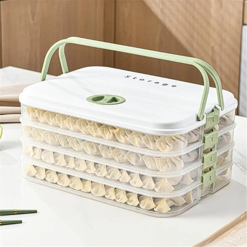 

G6KF Stylish Multiple Tiers Dumpling Storage Box Clear Freezer Container With Builts In Date Trackers for Organization
