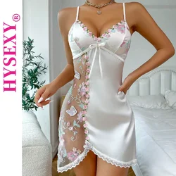 HYSEXY Sexy Dress Nightgown Ladies Lace See Through Erotic Lingerie Nightwear Babydoll Sling Dress Thong Underwear Set Outfit