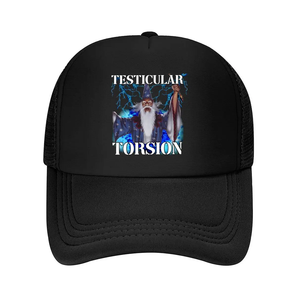 

“Torsion Wizard” - Fantasy Art, Magician with Lightning for RPG or Cosplay Themes Mesh Baseball Cap
