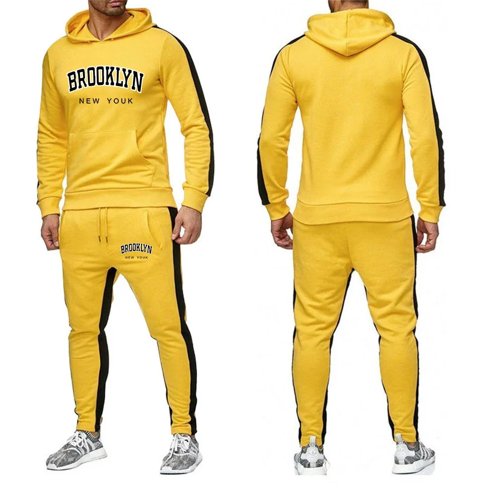 

Men's two-piece outdoor men's suit, sportswear, simple sportswear, pants, hooded sportswear, comfortable and casual, daily fashi