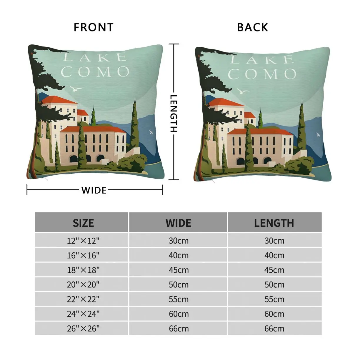 Lake Como Lombardy Italy Square Pillowcase Polyester Linen Velvet Creative Zip Decorative Throw Pillow Case Home Cushion Cover