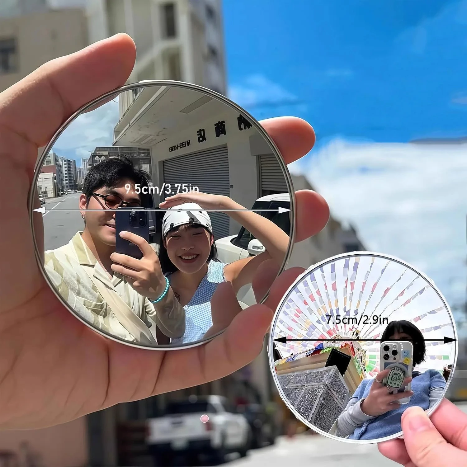 

1/2pc Round Convex Mirror, Portable Selfie Mirror with Reflective Design for Photography & Vlogging