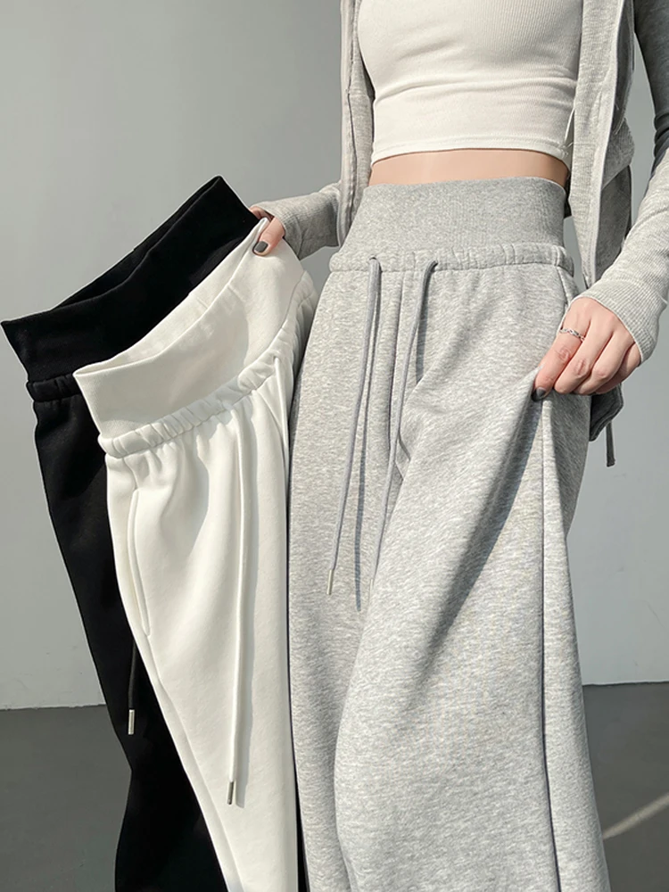 

Американские спортивные брюки для женщин: широкие, прямого кроя, с высокой талией, свободные, повседневные, в пол, с эффектом утяжки живота