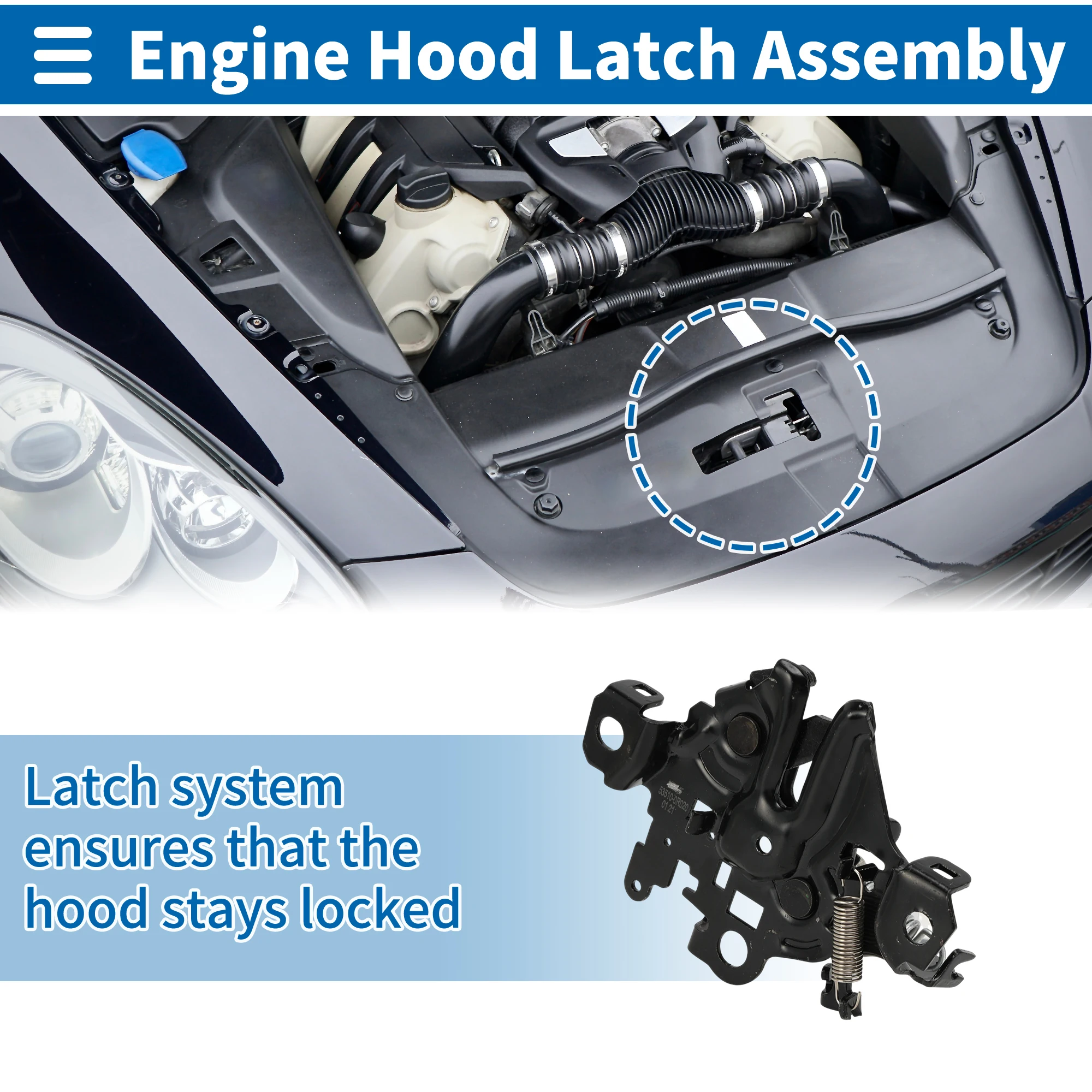 

UXCELL Защелка капота в сборе для Toyota RAV4 2009-2013, разблокировка замка капота двигателя No 535100R020