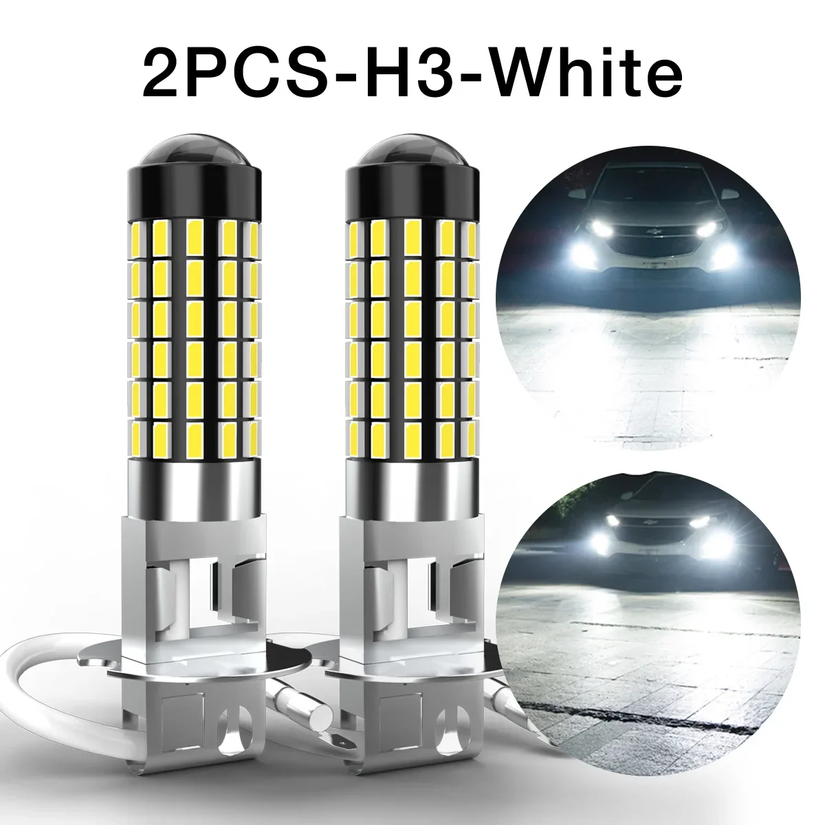 2pcs Canbus H3 LED Headlight Bulbs Fog Light Bulb DC 12V 3000Lm DRL for Subaru Impreza 2000~2009 Halogen Replacement LED Bulb