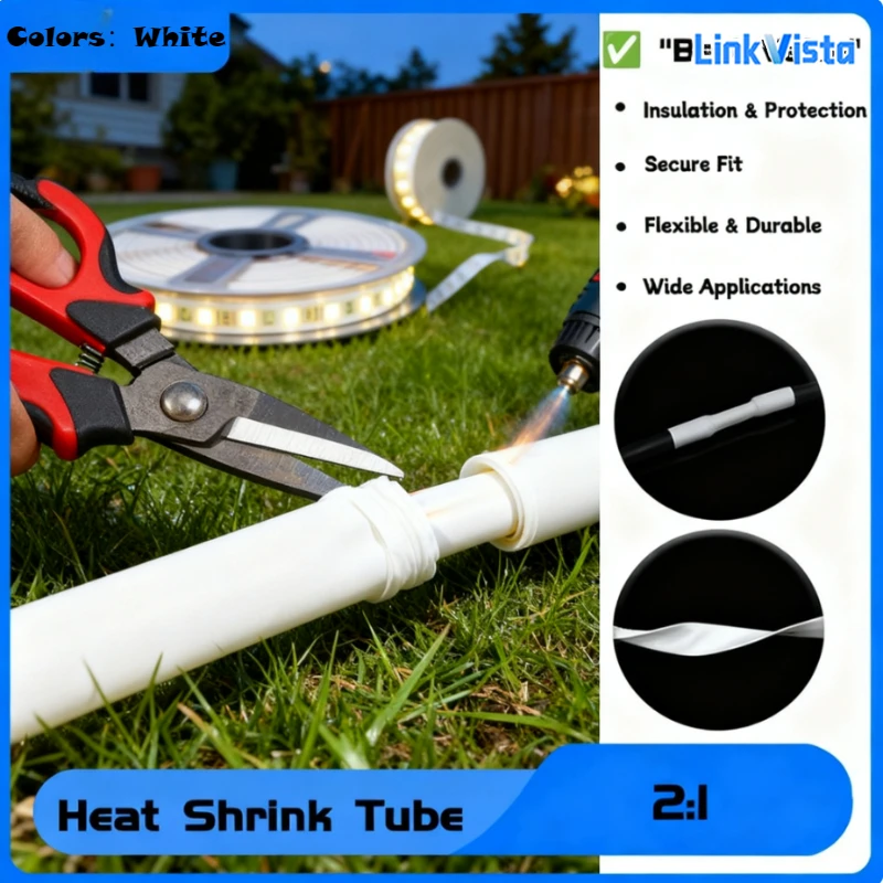 0.6-80mm ID Range White Heat Shrink Tubing 2:1 Shrink Ratio for Wire Connector Insulation, Waterproof Protection DIY Projects