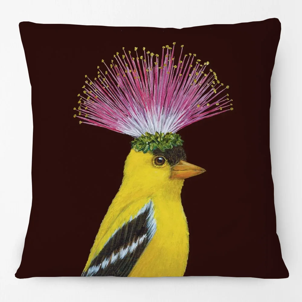 Hand Painting Cute Lovely Birds And Flowers Cushion Cover Hummingbirds Kingfisher Owl Swan Print Decorative Pillow Case